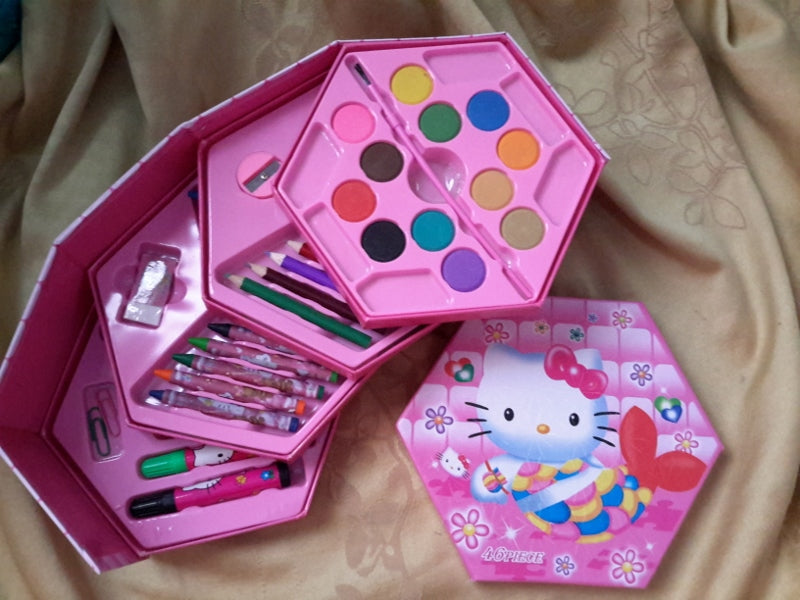 46 Pcs Painting colour kit for kids, fun Disney/Cartoon character art set(random design color)